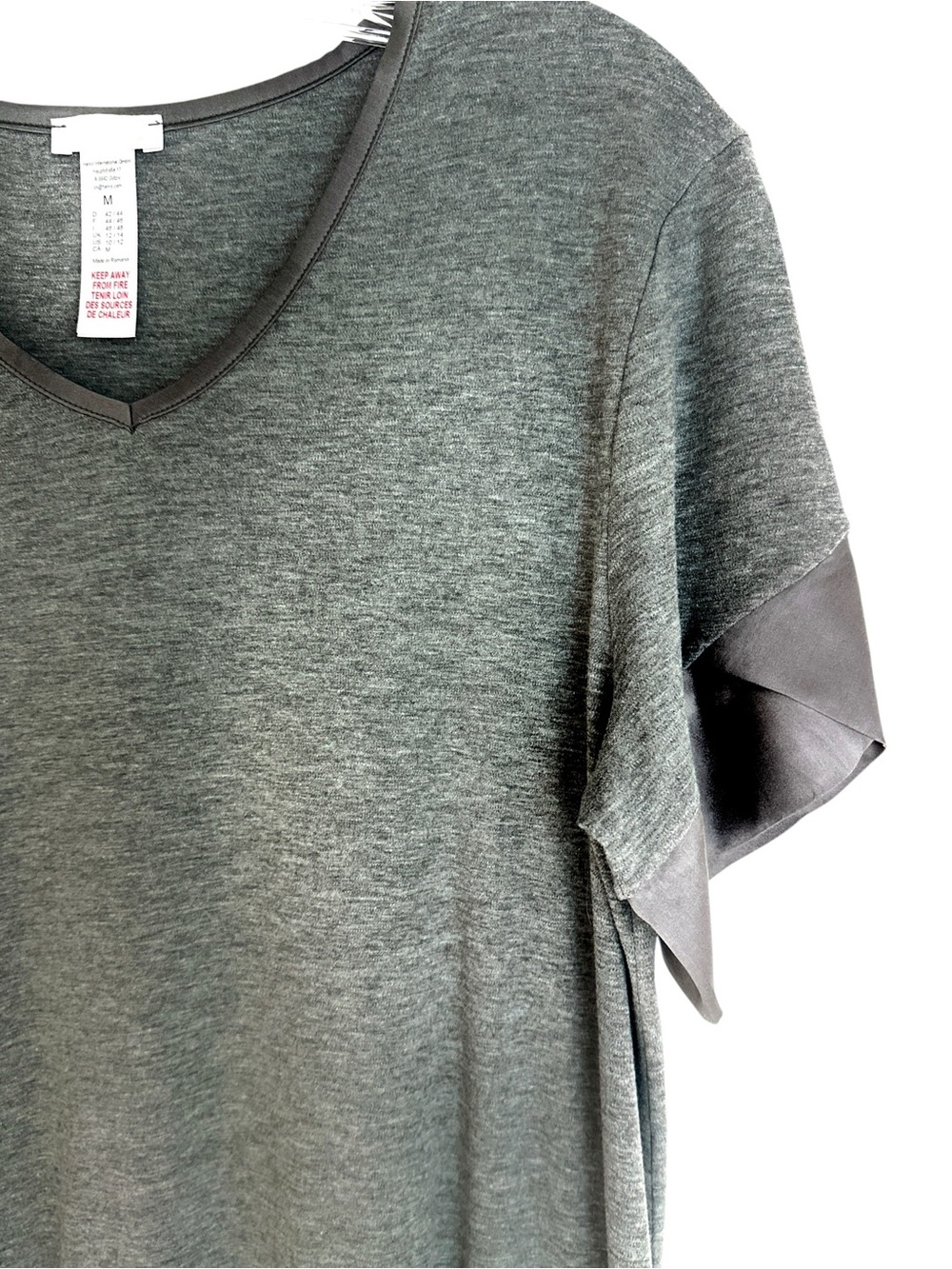 Hanro Cotton Modal Blend V Neck Gray Short Nightgown Size Medium - Picture 5 of 10
